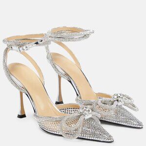 MACH & MACH Double Bow Crystalized PVC High Heels, sz 8.5 US